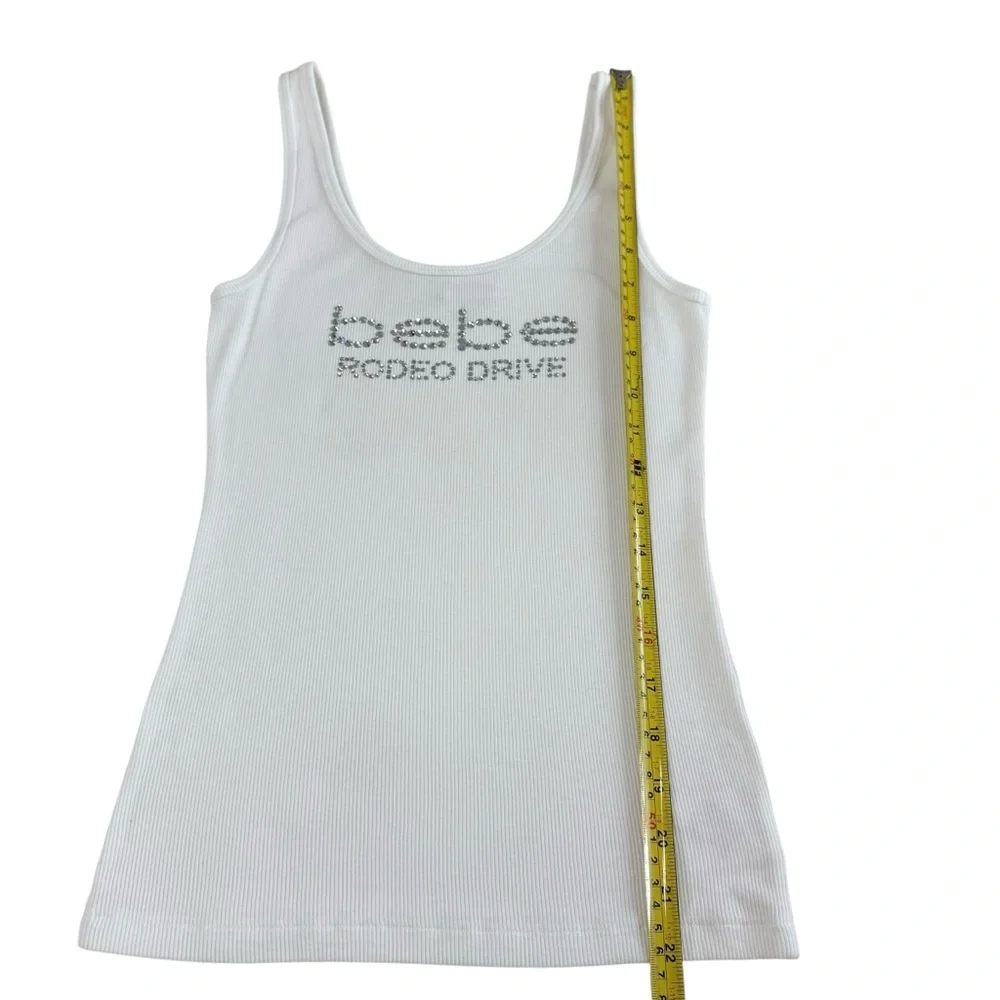 Bebe Logo Rodeo Drive White Tank Top Size M - Picture 9 of 14